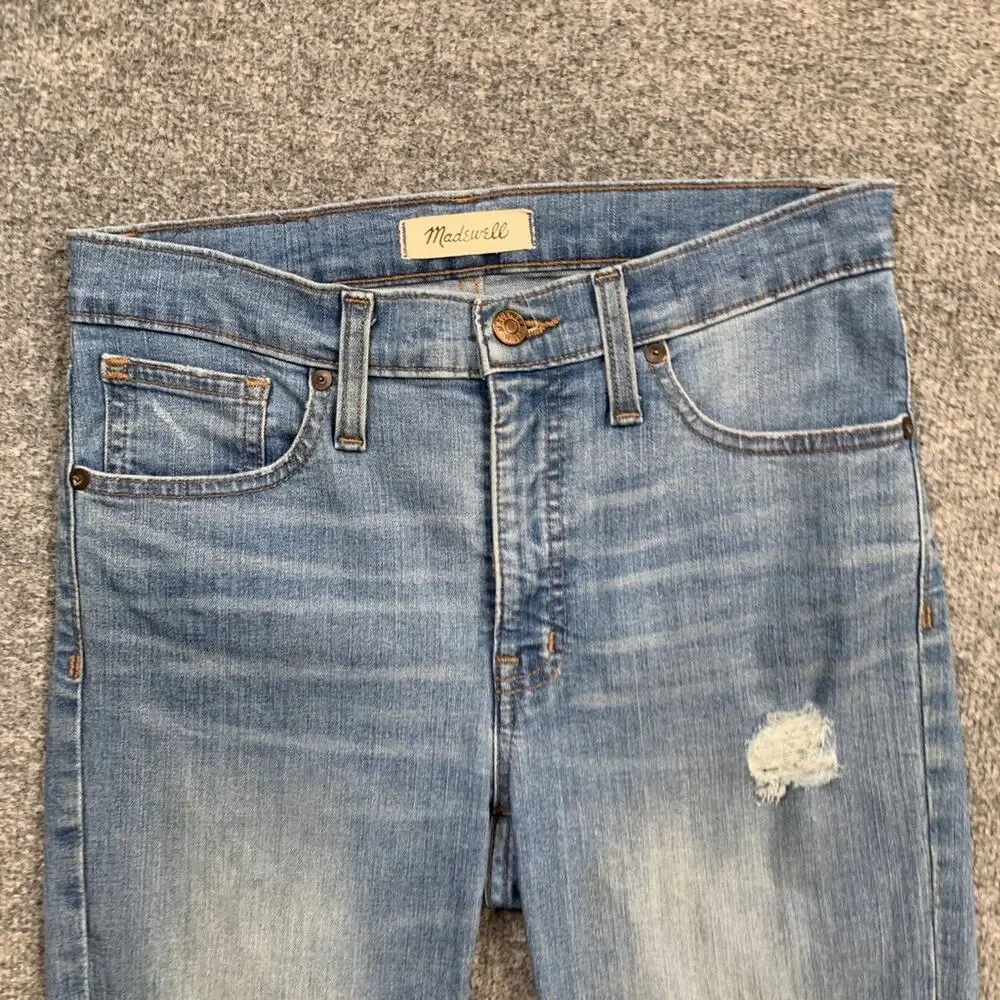 Madewell Jeans Womens 27 Denim High Rise Skinny Ontario Wash Distressed Raw Hem